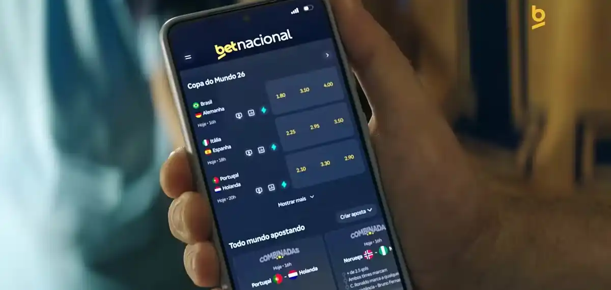 Betnacional app com odds da Copa do Mundo 26 na tela do celular